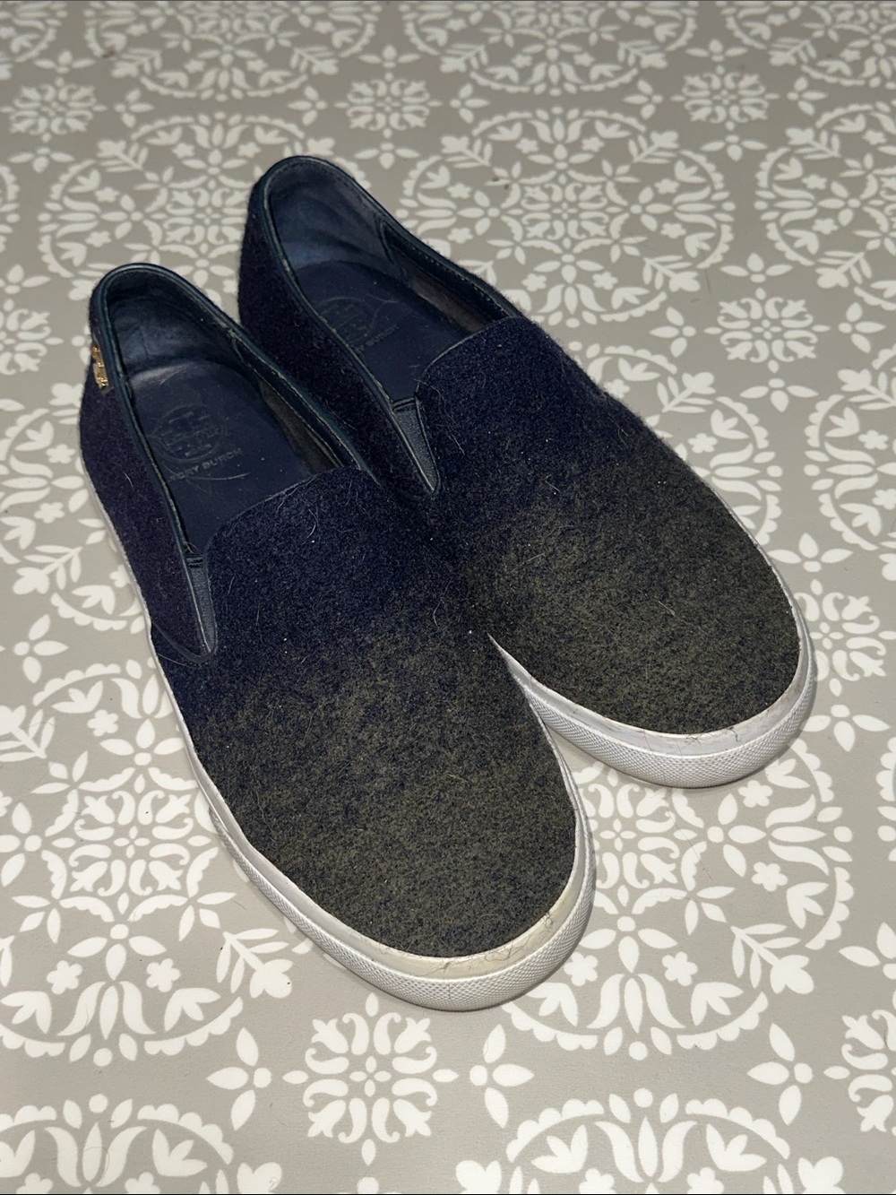 Tory Burch Slip-On Casual Shoes in Dark Navy and Olive Ombré